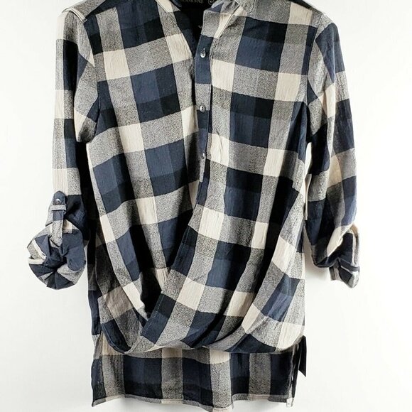 BlanK NYC Plaid Wrap Button Front Top - Picture 5 of 9